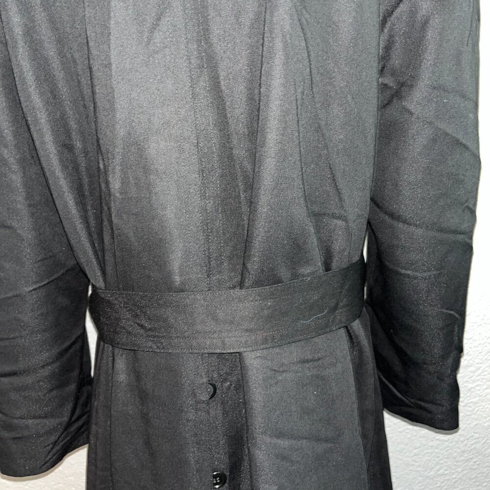 VINTAGE 80'S MONDI LONG BLACK DUSTER TRENCH COAT - MADE IN W. GERMANY - EUC - 36 - Picture 9 of 14